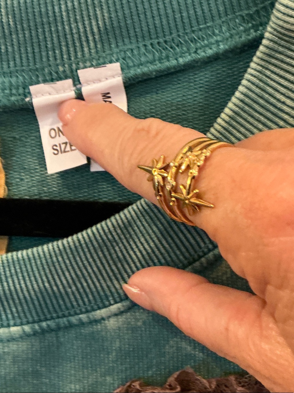 Teal Heart-Ruffle Crewneck Sweater - Picture 3 of 6